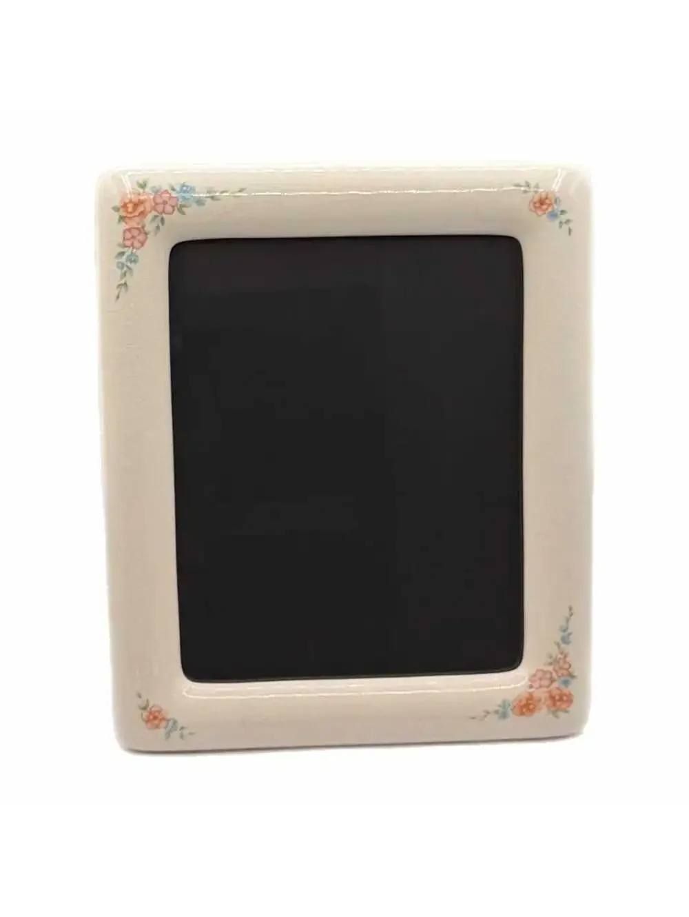 Vintage 1980s White Pastel Floral Ceramic Picture Frame – 8x10-Inch Photo